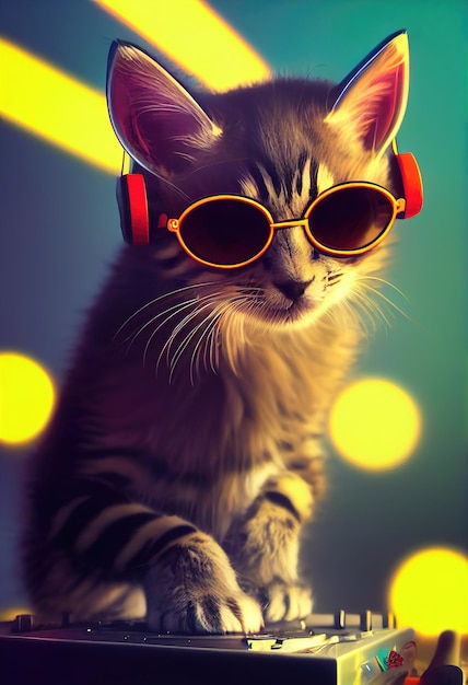 Gato com óculos elegantes Gato elegante com óculos sofisticados