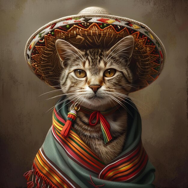 Gato com um sombrero.