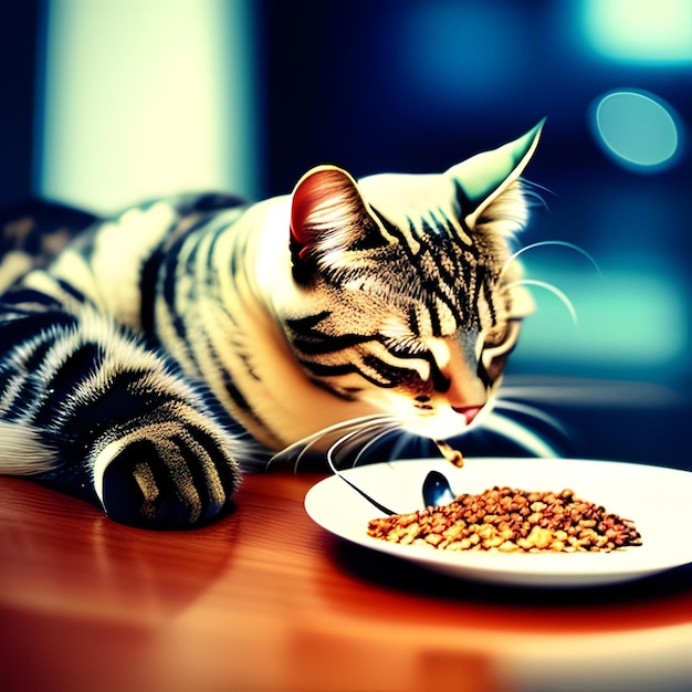 gato comiendo comida