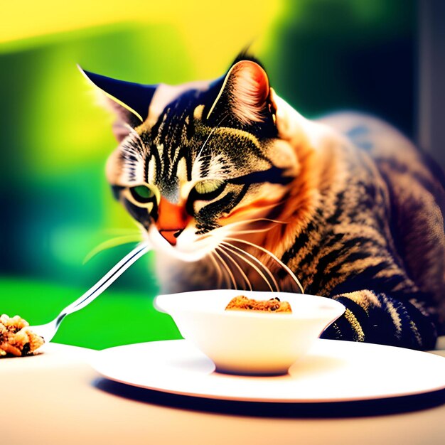 gato comiendo comida