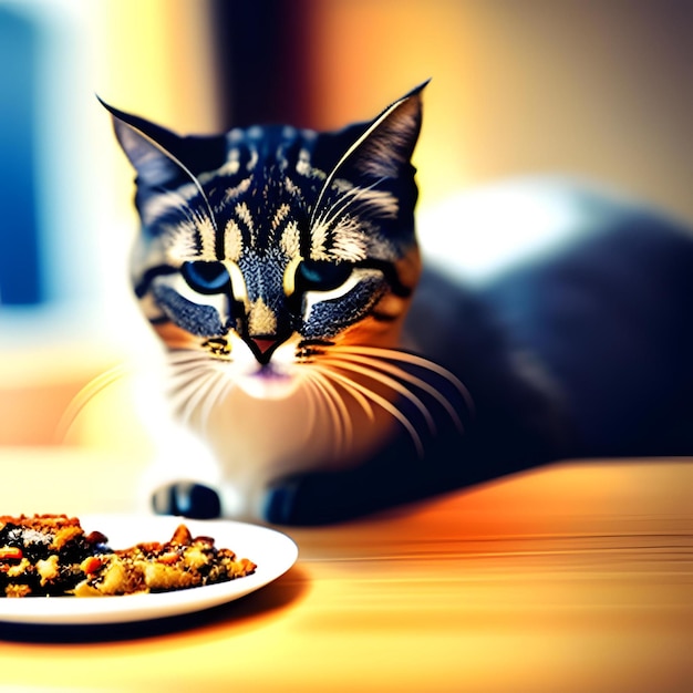 gato comiendo comida