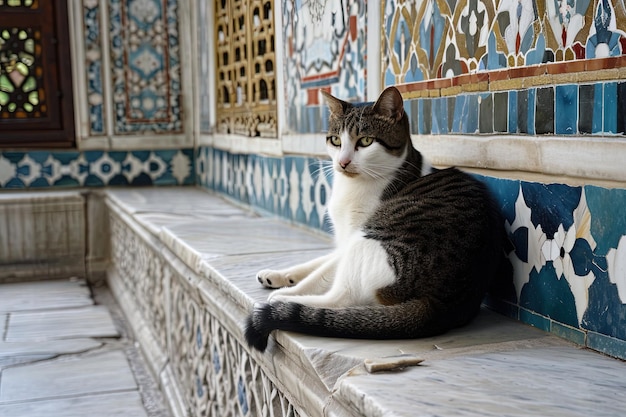 Foto gato como el sultán turco de estambul topkapi