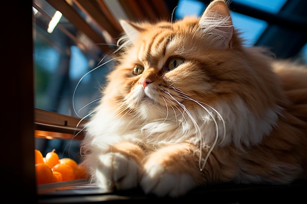 Gato con una computadora portátil en una mesa en una habitación oscura