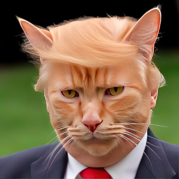 Foto un gato con una corbata roja que dice que el gato es un gato