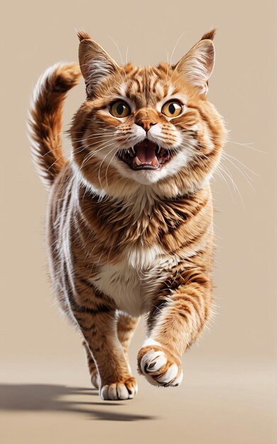 un gato corriendo a través de una mesa