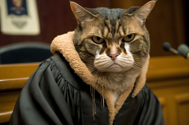 Gato de la corte en la sala del tribunal IA generativa