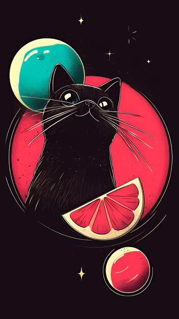 El gato cósmico con pomelo