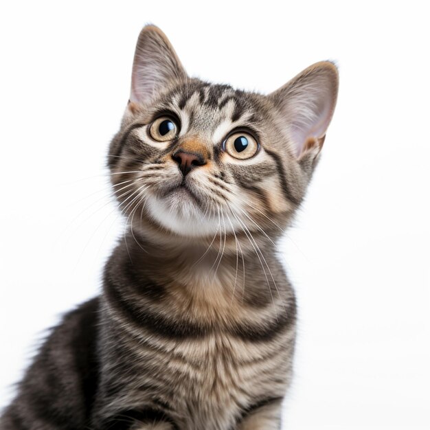 Foto gato costero con la cabeza inclinada fondo blanco ia generativa