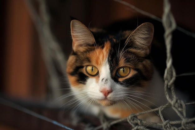 Gato curioso se cuela por la red IA generativa