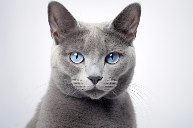 Gato da raça Azul Russo de perto