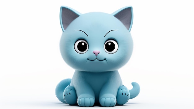 Gato de brinquedo azul engraçado isolado no fundo branco