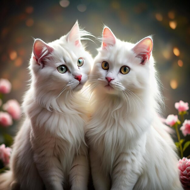 Foto gato de casal branco