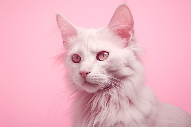 Gato de cor rosa em fundo rosa