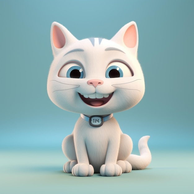 Gato de desenho animado bonito com expressão engraçada personagem de desenho animado rosto sorridente gato Generative AI