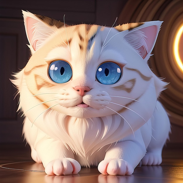 gato de desenho animado bonito renderização 3D