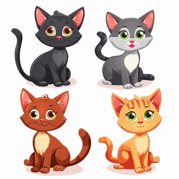 gato de desenho animado com diferentes emoções generativo ai