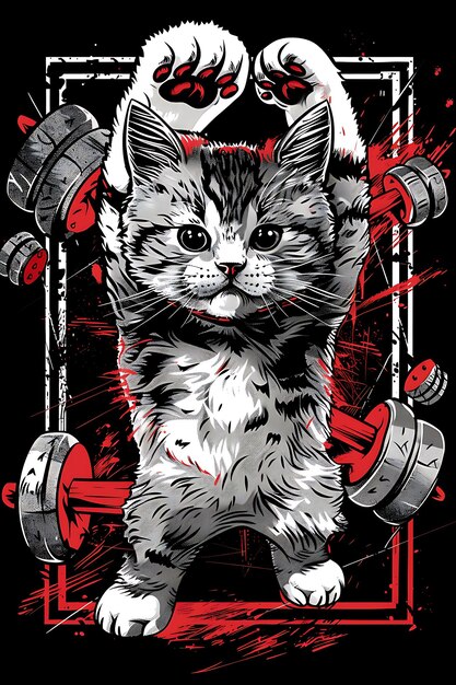 Foto gato de minsk com uma pose de tiro vestindo uma roupa de tiro i frame art design ilustração design