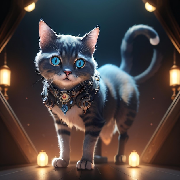 Gato de personagem em 3D