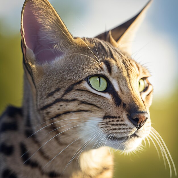 Gato de savana realista em fundo ao ar livre natural arrebatador