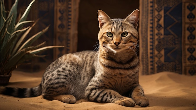 Foto gato del desierto libio en un estudio exótico