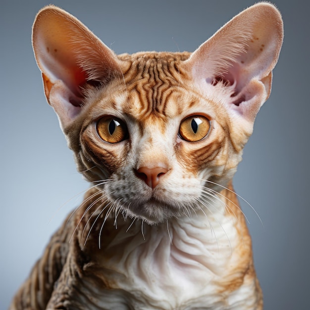 Gato Devon Rex com olhos dicromáticos