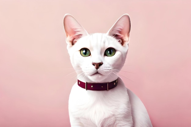 Gato Devon Rex em fundo rosa claro