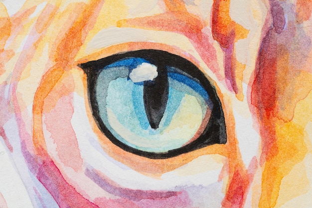 Gato Devon Rex pintado en acuarela sobre un fondo blanco de manera realista arcoíris colorido Ideal para materiales didácticos, libros y diseños con temas naturales Iconos de salpicaduras de pintura para gatos