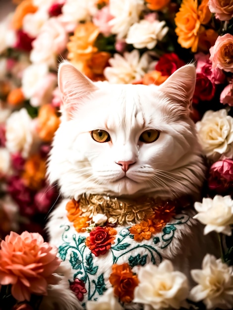 Gato dia de muertos blanco