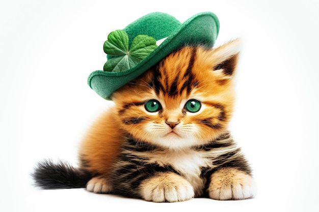 Gato del día de San Patricio con sombrero