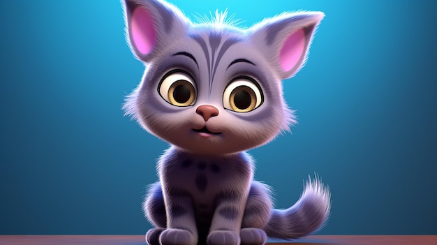 Gato de dibujos animados 3D con ojos grandes creado con IA generativa