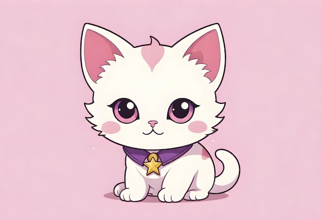 un gato de dibujos animados con una camisa púrpura que dice poco staron