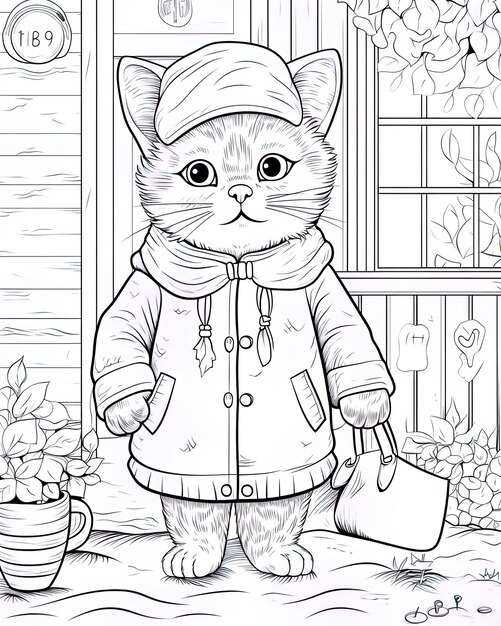 Foto un gato de dibujos animados con una chaqueta que dice gato