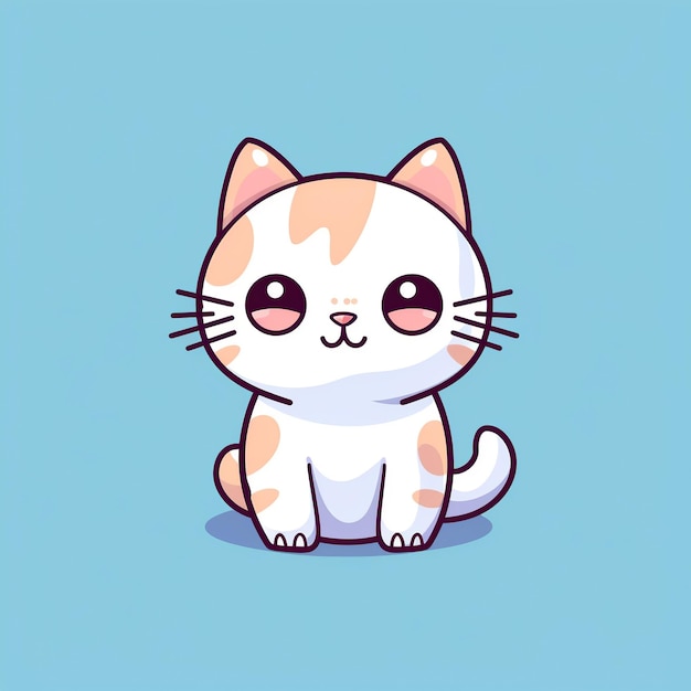 Un gato de dibujos animados con un fondo azul.