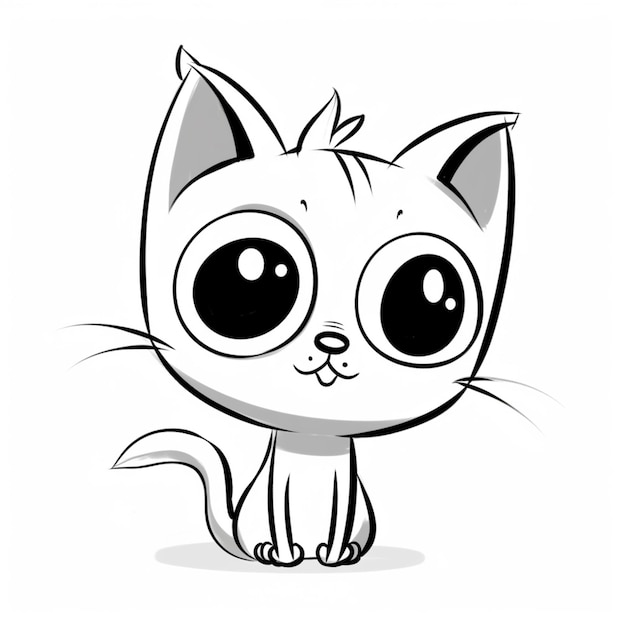 Foto un gato de dibujos animados con ojos grandes sentado en el suelo generativo ai