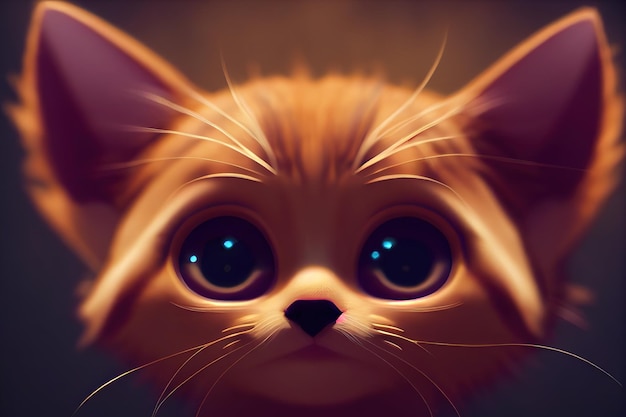 Gato de dibujos animados con ojos grandes