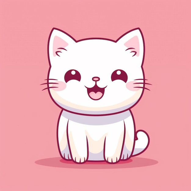 gato de dibujos animados sentado sobre un fondo rosa con un fondo rosa ai generativo