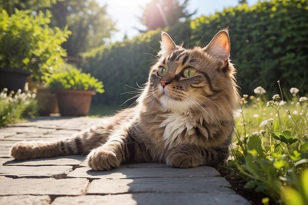 Gato disfrutando al aire libre