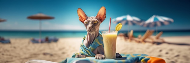 Gato disfrutando en la playa