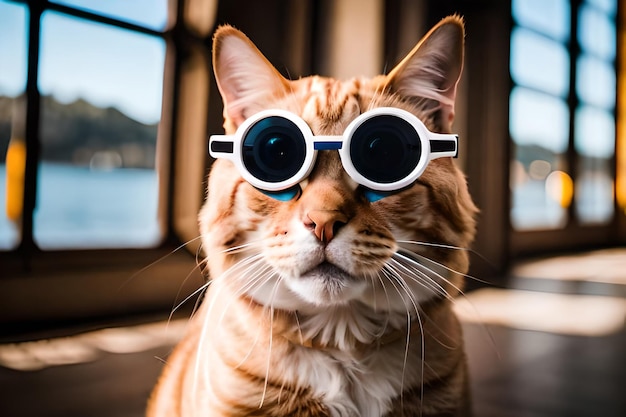 Gato divertido con gafas