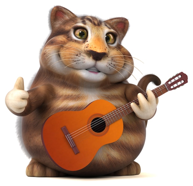 Gato divertido - ilustração 3D