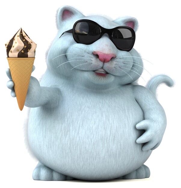 Gato divertido - personagem 3D