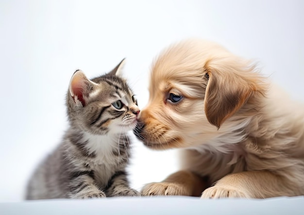 gato e cão amigável