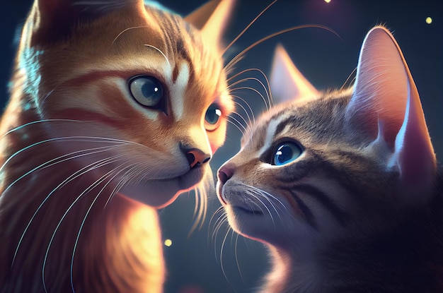 Gato e gato apaixonado Generative AI