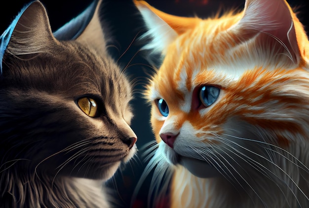 Gato e gato apaixonado Generative AI