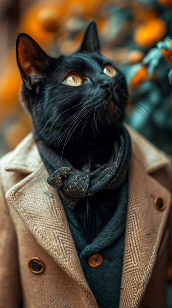 Foto gato elegante con un traje elegante