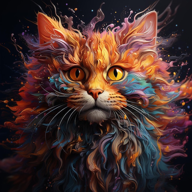 Gato em ácido derretendo pintura atordoante generativa ai