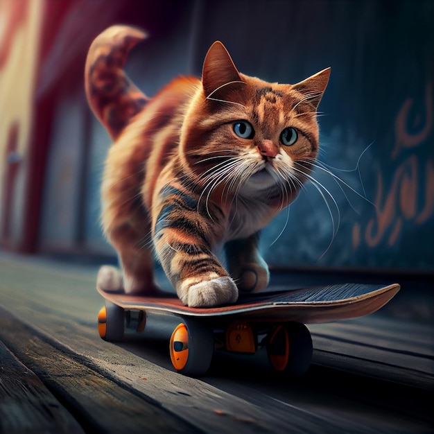 Gato em um skategenerative ai