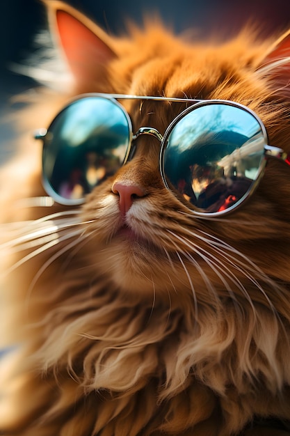 Gato engraçado a usar óculos de sol.