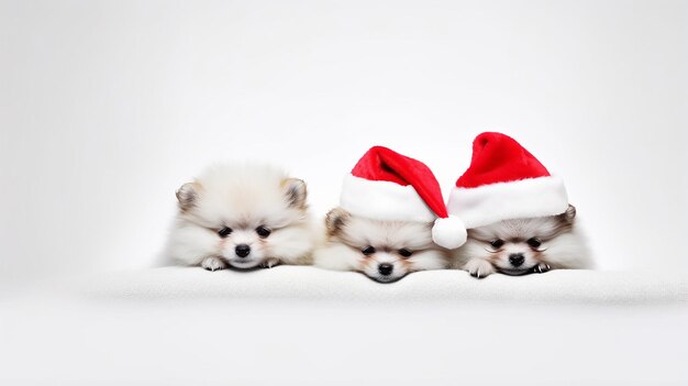 Gato engraçado vestindo um chapéu vermelho de Papai Noel isolado em fundo branco