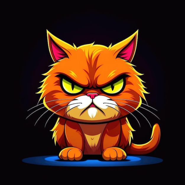 Gato enojado Ilustración vectorial de gato enojado sobre fondo oscuro